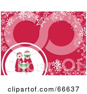 Poster, Art Print Of Mr And Mrs Claus Christmas Background With Snowflakes And Stars On Pink