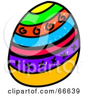 Royalty Free RF Clipart Illustration Of A Sketched Striped Easter Egg