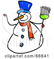 Royalty Free RF Clipart Illustration Of A Sketched Snowman