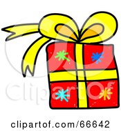 Royalty Free RF Clipart Illustration Of A Sketched Christmas Present