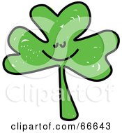 Royalty Free RF Clipart Illustration Of A Sketched Happy Clover