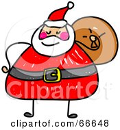 Poster, Art Print Of Sketched Chubby Santa