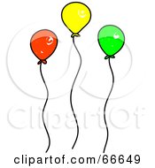 Royalty Free RF Clipart Illustration Of Sketched Floating Party Balloons