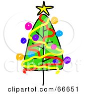 Royalty Free RF Clipart Illustration Of A Sketched Festive Christmas Tree