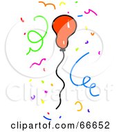 Royalty Free RF Clipart Illustration Of A Sketched Party Balloon And Confetti