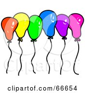 Royalty Free RF Clipart Illustration Of Sketched Colorful Party Balloons