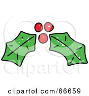 Royalty Free RF Clipart Illustration Of Sketched Christmas Holly