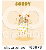 Poster, Art Print Of Sorry Bug On Beige Holding Flowers