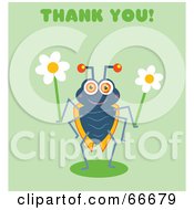 Royalty Free RF Clipart Illustration Of Thank You Bug Holding Flowers On Green by Prawny