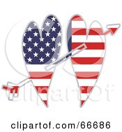 Poster, Art Print Of Two American Hearts On An Arrow