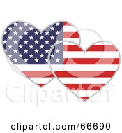Poster, Art Print Of Two American Hearts