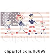 Poster, Art Print Of Happy American Family Over A Flag