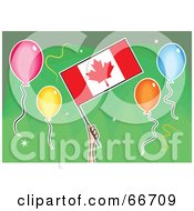 Poster, Art Print Of Hand Holding A Canadian Flag Around Balloons On Green