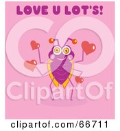 Royalty Free RF Clipart Illustration Of A Love You Lots Bug Holding Hearts On Pink