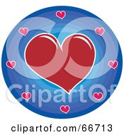 Royalty Free RF Clipart Illustration Of A Gradient Blue Circle With Red Hearts
