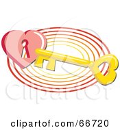 Royalty Free RF Clipart Illustration Of A Skeleton Key With A Heart On Rings