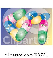 Royalty Free RF Clipart Illustration Of A Group Of Colorful Pills With Eyes On A Gradient Background by Prawny