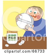 Poster, Art Print Of Man Holding A Giant Pill