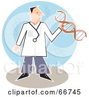 Royalty Free RF Clipart Illustration Of A Male Doctor Holding DNA