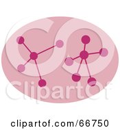 Poster, Art Print Of Two Pink Molecules On A Pink Oval
