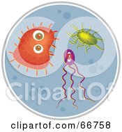 Royalty Free RF Clipart Illustration Of Colorful Bacteria On A Blue Circle by Prawny