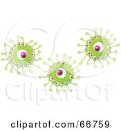 Royalty Free RF Clipart Illustration Of Three Green Bacteria