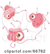 Royalty Free RF Clipart Illustration Of Three Pink Bacteria by Prawny