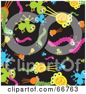 Royalty Free RF Clipart Illustration Of Colorful Bacteria On Black by Prawny