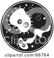 Royalty Free RF Clipart Illustration Of A Black And White Bacteria Circle by Prawny