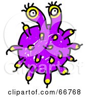 Royalty Free RF Clipart Illustration Of A Tentacled Purple Germ by Prawny