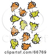 Royalty Free RF Clipart Illustration Of Orange And Yellow Germs by Prawny