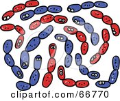 Royalty Free RF Clipart Illustration Of A Group Of Red And Blue Germs by Prawny