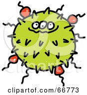 Royalty Free RF Clipart Illustration Of A Spiky Green Germ by Prawny