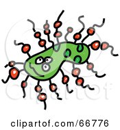 Poster, Art Print Of Green Germ With Red Dot Legs