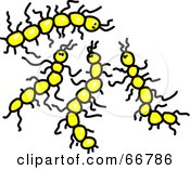Royalty Free RF Clipart Illustration Of Yellow Crawly Microorganisms