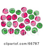Royalty Free RF Clipart Illustration Of A Crowd Of Green And Pink Germs