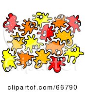 Royalty Free RF Clipart Illustration Of Red Orange And Yellow Germs