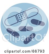 Royalty Free RF Clipart Illustration Of A Blue Circle With Bandages by Prawny