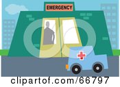 Poster, Art Print Of Silhouetted Emergency Room Worker Looking Out At An Ambulance