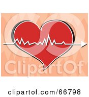 Royalty Free RF Clipart Illustration Of A White Heartbeat Graph Over A Red Heart On Pink