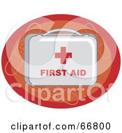 Royalty Free RF Clipart Illustration Of A First Aid Kit With Bandages On An Orange Oval by Prawny