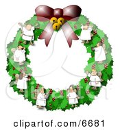 Poster, Art Print Of Christmas Wreath With Choir Angels