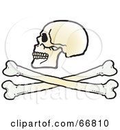 Poster, Art Print Of Human Skull Above Crossbones On White