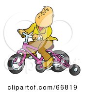 Royalty Free RF Clipart Illustration Of A Boy Riding A Purple Bike With Training Wheels