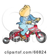Poster, Art Print Of Whistling Boy Riding A Red Bike With Training Wheels