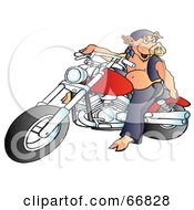 Royalty Free RF Clipart Illustration Of A Hog With A Piercing Riding A Red Motorcycle by Snowy #COLLC66828-0092
