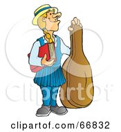 Royalty Free RF Clipart Illustration Of A School Girl Carrying Her Cello In A Case