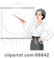 Poster, Art Print Of Female Teacher Pointing To A Blank Piece Of Paper
