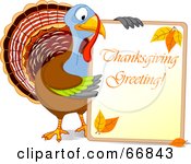 Poster, Art Print Of Turkey Bird Holding A Thanksgiving Greeting Sign