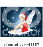Royalty Free RF Clipart Illustration Of A Christmas Fairy Sitting On Snow by Pushkin